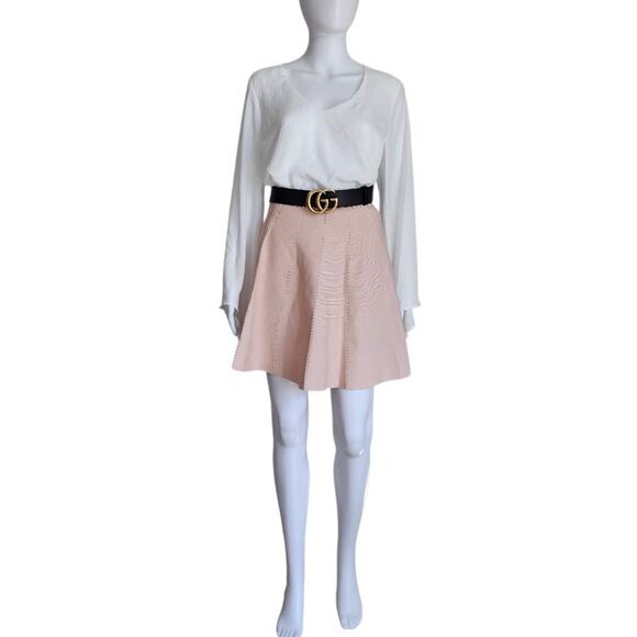 Sandro Paris Leonie Preppy Eyelet Pleated Skirt Size 1 Pink...